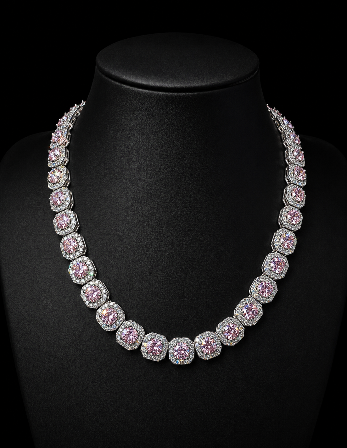 COLLANA TENNIS BIG ROSA