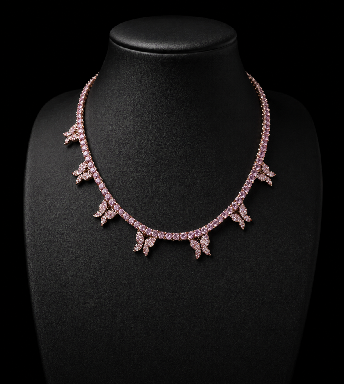 COLLANA TENNIS FARFALLE ROSA