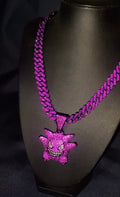 COLLANA CUBAN BAGUETTE VIOLA + CIONDOLO GENGAR