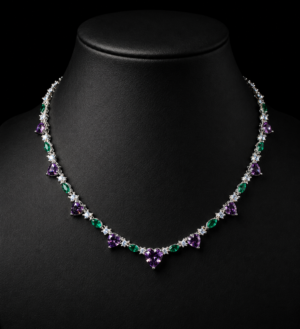 COLLANA TENNIS CUORI BICOLORE